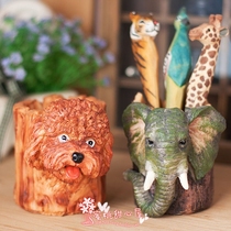 Thailand imported resin elephant pen holder teddy dog pen holder Creative Pen Holder