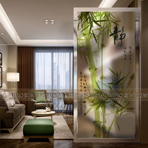 Art Glass Double-sided Effect Vegan High Wind Bright Festival Bamboo Screen Partition Wall Flat Sand Painted steel Bamboo Elegant