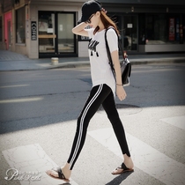 Leggings womens pink small doll new spring and autumn Korean fashion College Style White Side casual pants