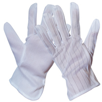 Chamei point plastic anti-static non-slip dust-free white nylon electronics factory Non-hair wear-resistant stripes breathable labor protection gloves