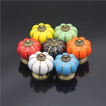 Ceramic handle Colorful pumpkin cartoon pastoral modern simple cabinet drawer handle