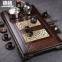 Jinge black sandalwood tea tray kung fu tea set solid wood water storage tea table household induction cooker integrated simple combination