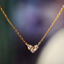  Wei Jiaheart-picking mini peach heart~natural diamond total 12 points 18K gold necklace clavicle chain