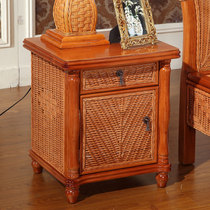Ito family Rattan bedside table Rattan wood bedside table Solid wood bedside table Rattan woven rattan art bedside table True rattan
