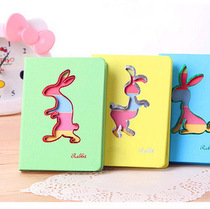 Korean stationery colorful rabbit hard face copy rainbow notebook cute thick notepad diary