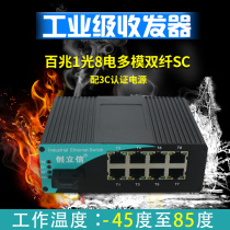 100M 1 Optical 8 electrical multi-mode dual-fiber optical transceiver Industrial rail-type monitoring network switch