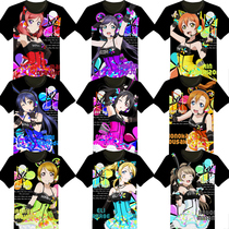 love live totieji star Rin Yazawa Nicole full color black student T-shirt short sleeve