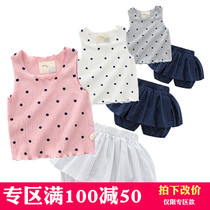 Newborn Summer Clothes Pure Cotton Slim Fit Newborn Baby Suit Mens One-year-old Female Baby Summer Clothing Two Sets No Sleeves