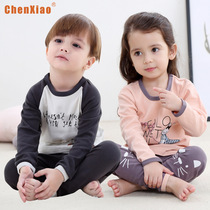 Chen Xiao childrens underwear set 2018 baby warm suit Long-sleeved male and female childrens cotton two-piece set