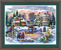 Cross-stitch electronic picture redrawing source file-DIM-08569 Christmas town leisure time scenery