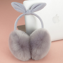 Cute earmuffs female winter earmuffs imitation rabbit hair ear bag bow hair ear warm ear cover ear warm winter rabbit ears