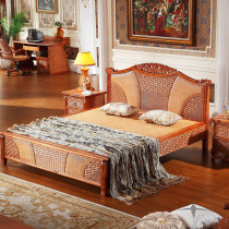 Indonesian rattan furniture Rattan bed Rattan woven solid wood bed Rattan art bed Double bed Single bed Rattan 1 8-meter bed