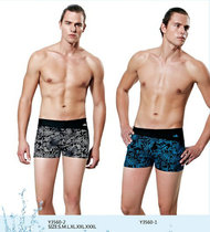 The new counter yingfa yingfa Y3560 mens flat angle printing with zipper pocket swimming trunks
