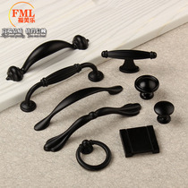 American black cabinet wardrobe handle cabinet door drawer door handle modern simple furniture European hardware handle