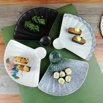 Creative Japanese hand-painted ceramic sushi snack plate fan plate fried dumpling dumpling dish with sauce fried chicken piece plate