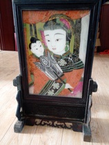 National beauty mirror inserted shallow relief engraved old glass mirror Country with old fidelity