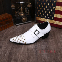 White Han Edition casual scalp shoes trendy stylist daily shoes English hairdresser riveting nightclub shoes
