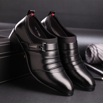 2021 new mens leather shoes invisible increase 5cm mens shoes business formal casual shoes British pointed wedding shoes