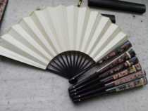 Inscription sprinkled gold rice paper folding fan Wuyunshan people handwritten calligraphy authentic imitation mahogany carved ten inches fifteen square