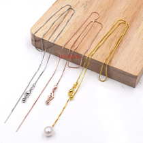 925 half silver box chain wear pearl ultra-fine universal chain Needle chain DIY necklace Female small fine chain accessories