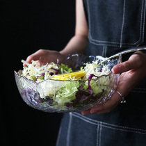 WUXIN salad bowl Glass bowl Cold noodle bowl Soup bowl thickened fruit dessert bowl Creative European large cooking bowl