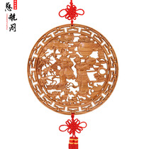 Peach Wood two fairy wood carving hanging screen wall decoration wood carving pendant living room bedroom wedding ornaments