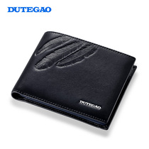 DUTEGAO mens wallet Short leather cowhide youth horizontal leather wallet Multi-function drivers license wallet