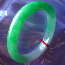 Myanmar jade ice glutinous bracelet natural jade floating green wide version crystal clear water moistening counter promotion KA036