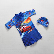  Korean childrens one-piece swimsuit Boys mens treasure swimsuit Sunscreen quick-drying hot spring car story surf suit set