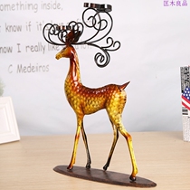 Hot sale European creative home painted golden sika deer animal iron ornaments living room study model room soft