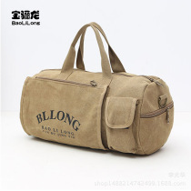 Canvas sports bag shoulder bag travel bag hand waterproof luggage bag mens and womens fitness yoga bag cylinder bag