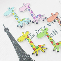 Color cartoon giraffe patch wood clothing accessories Childrens hand painting DIY production decorative materials