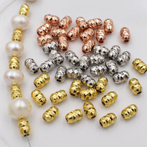 US imported 14K gold scattered beads smooth rice beads striped beads DIY jewelry accessories materials