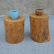 Camphor wood solid wood pier Log stump Small round wood stool stump stool simple wooden stake original ecological low stool pier