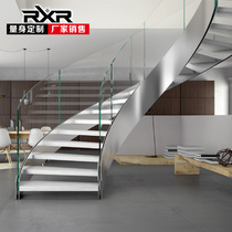 rxr steel and wood indoor integral rotating staircase Duplex stratosphere attic FRP wooden staircase European-style manufacturer custom