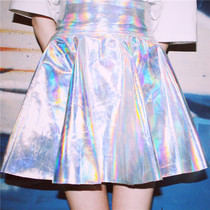 Laser high-waisted skirt silver illusion technology sense silver skirt clothing female electric syllable costume
