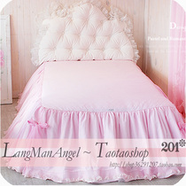 Korean cotton pure cotton pink princess bedspread bed skirt lace single piece 1 8m childrens bed with fitted sheet