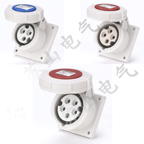 MNIEKNES16A380V waterproof industrial socket straight seat concealed open plug row MN1332 core 5 hole Guoman