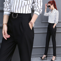 Wild casual Korean version of 2021 new womens earth pants trousers spring and autumn fashion trousers outside the body leisure