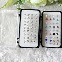Korean earrings fashion imported rhinestone earrings women hypoallergenic plastic needles boxed earrings