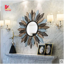 French country wrought iron wall decoration three-dimensional wall decoration living room sofa background wall porch decorative mirror