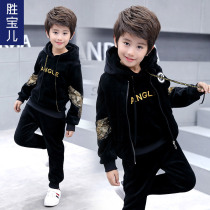 3 Children 4 boys autumn and winter clothes 5 thickened foreign atmosphere 6 plus velvet golden velvet 7 three-piece set 8 boys tide 10 years old