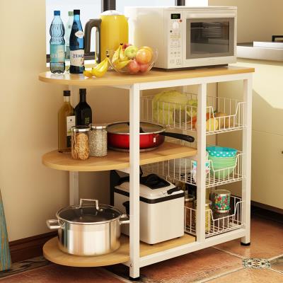 Oven rack multi-layer pot rack floor-standing finishing rack space black kitchen storage rack seasoning balcony juicer