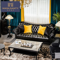 Masa Saint Di light luxury American first layer cowhide three leather sofa Hong Kong style designer living room furniture customization