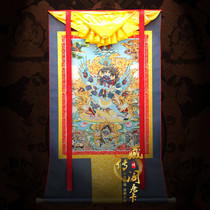 Tibetan legend pavilion Thangkapu Bajingang portrait Nepalese guardian statue Brocade embroidered Bodhisattva statue National Tang scroll hanging painting