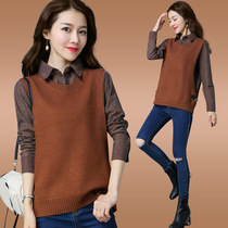 Womens sweaters autumn 2021 new womens early autumn holiday two-piece tops Western-style knitwear bottoming shirt spring and autumn