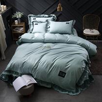 New full cotton four pieces of pure color bed linen quilt cover pure cotton bed for supplies 1 8m bed increase
