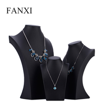 Vanxi PU leather portrait jewelry display props necklace model neck jewelry display rack black RX00102