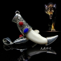 Real dog tooth amulet pendant large dog tooth necklace for men and women Ornaments Retro National Wind Black Dog Bone Item Pendant