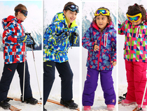 Winter boys and girls ski suit set outdoor thick windproof waterproof large childrens cotton coat cotton pants